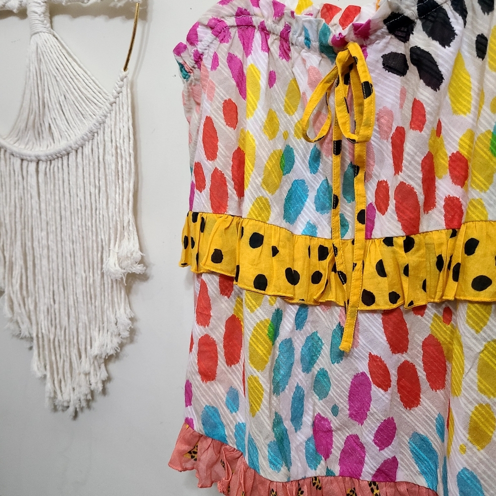 Anthropologie Conditions Apply Ruffled Abstract Polkadot Cami Size Medium - Picture 5 of 9